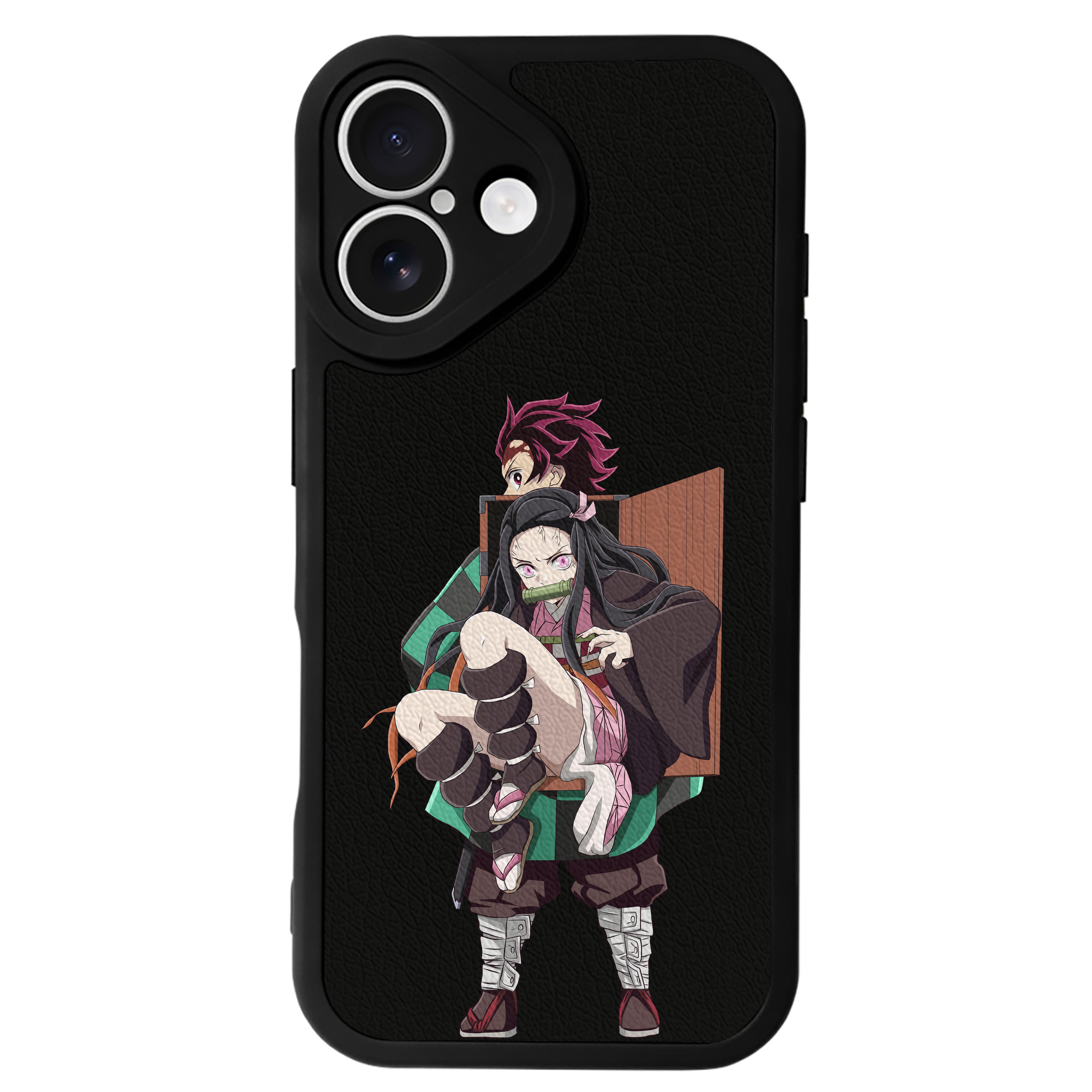 （画像用） 鬼滅の刃（きめつのやいば）竈門 禰󠄀豆子／かまど ねずこ Kamado Nezuko 【iPhone 16シリーズ対応】シリコンスマホケース（レザー調） 材質：シリコン
